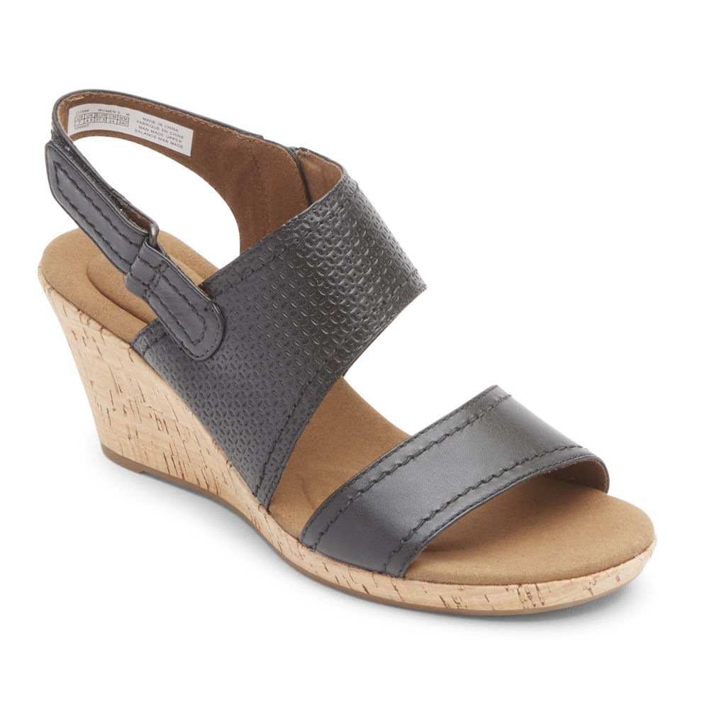 Rockport Sandaler Dame Svart - Briah Asymmetrical 2-Piece - EILC85036